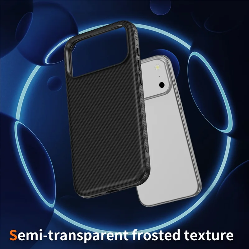 Для iPhone 17 Pro Skin-touch Case Carbon Fiber Texture PC + TPU Back Cover Compatible with MagSafe - Черный+Черный