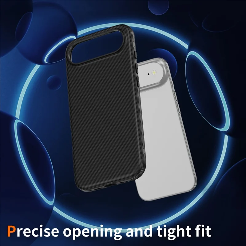 Pour iPhone Air Skin-touch Case Texture en fibre de carbone PC + Étui de protection arrière TPU Compatible avec MagSafe - Noir+Noir