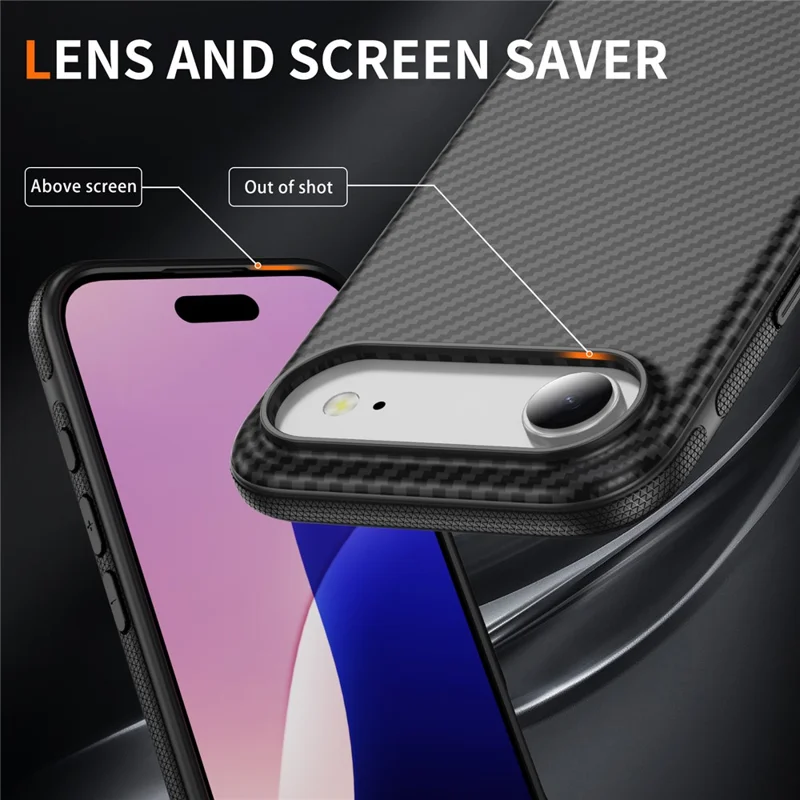 Pour iPhone Air Skin-touch Case Texture en fibre de carbone PC + Étui de protection arrière TPU Compatible avec MagSafe - Noir+Noir