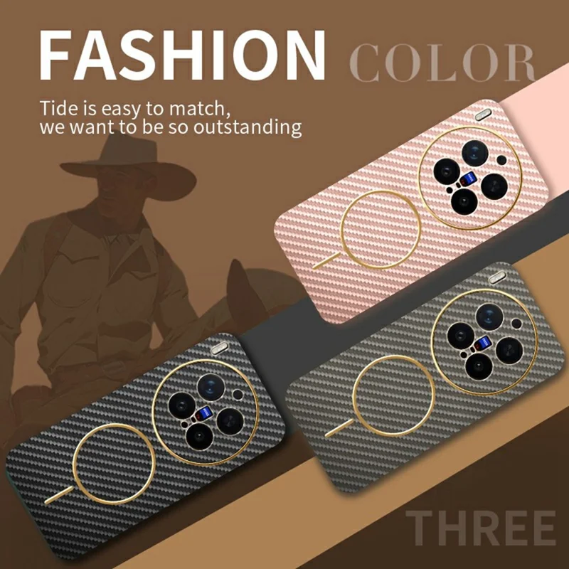 For vivo X300 Pro 5G Case Carbon Fiber Textured Electroplated TPU Phone Back Cover - Pink