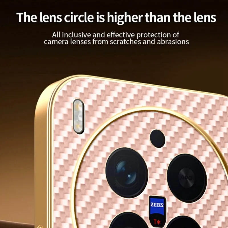 For vivo X300 Pro 5G Case Carbon Fiber Textured Electroplated TPU Phone Back Cover - Pink