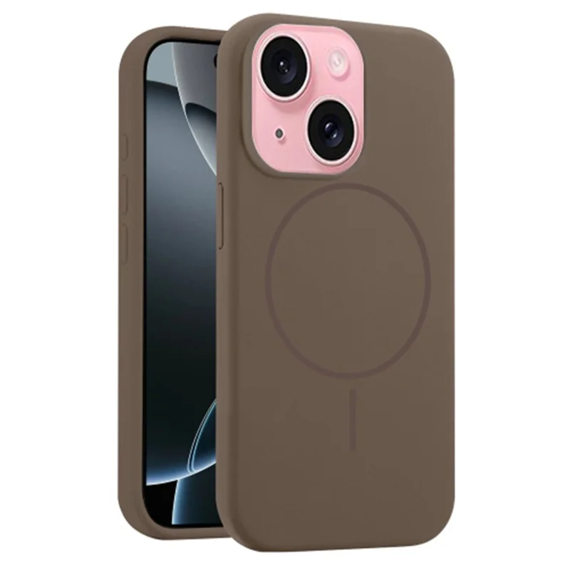For iPhone 14  /  13 Case Compatible with MagSafe Liquid Silicone Anti-Drop Phone Cover - Brown
