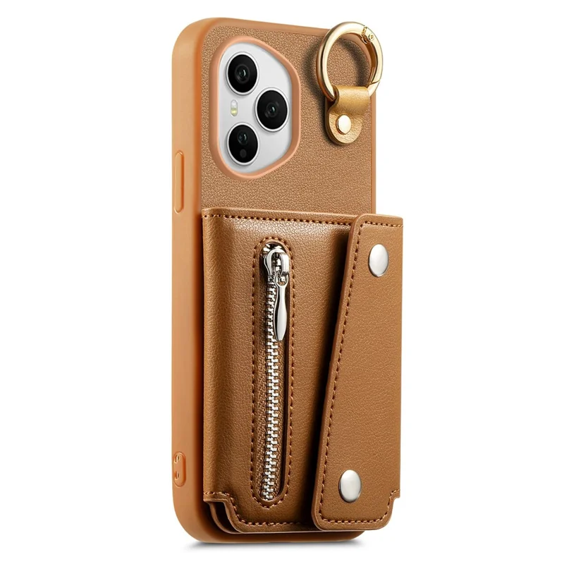 For Honor 400 Pro 5G (Global) Case D-Ring Holder Leather + PC + TPU Phone Cover with Wallet Kickstand - Brown