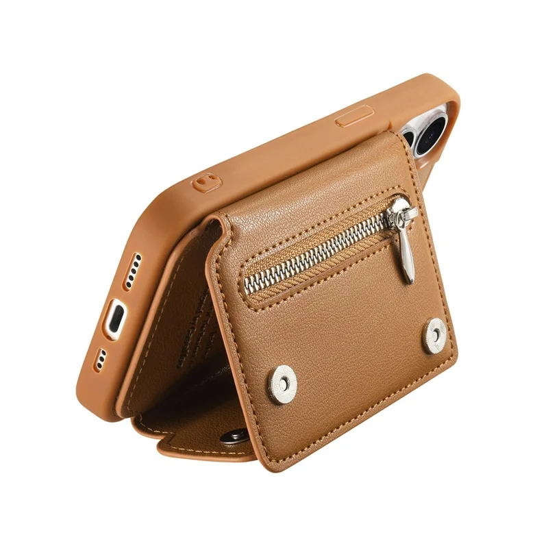 For Samsung Galaxy S25 Edge Case D-Ring Holder Leather + PC + TPU Phone Cover with Wallet Kickstand - Brown