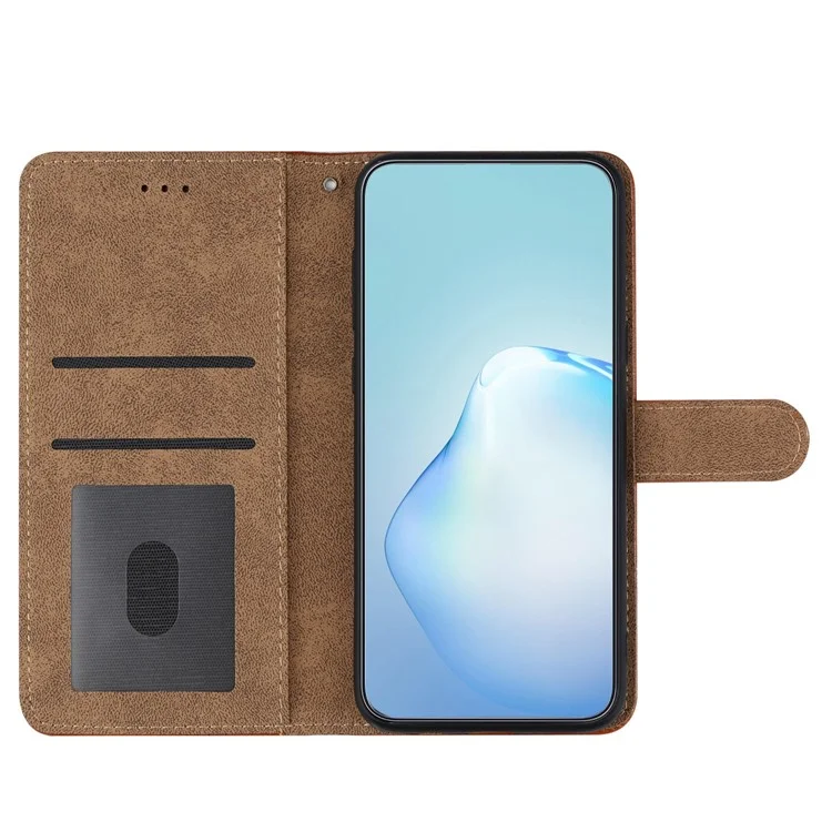 For Samsung Galaxy S23 Ultra Business Style PU Leather Protective Cover Cowhide Texture Line Imprinted Stand Wallet Phone Case with Strap - Blue
