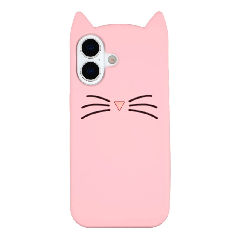 iPhone 17 Silikonhülle 3D-Schnurrbart-Katze Schutzhülle - Pink