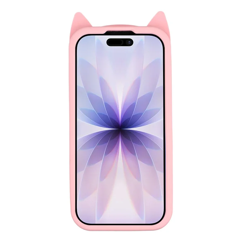 iPhone 17 Silikonhülle 3D-Schnurrbart-Katze Schutzhülle - Pink