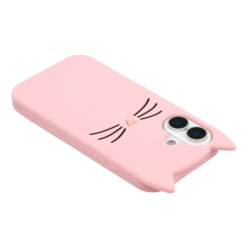 iPhone 17 Silikonhülle 3D-Schnurrbart-Katze Schutzhülle - Pink