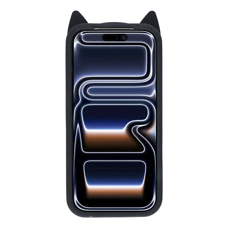 Étui de protection en silicone pour iPhone 17 Pro Max avec motif de chat à moustache 3D - Noir