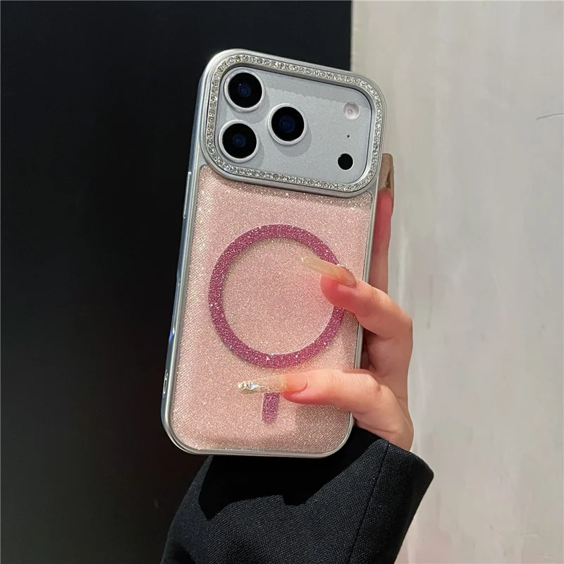 iPhone 17 Pro Hülle kompatibel mit MagSafe Glitter Design TPU + PC Handyhülle - Pink