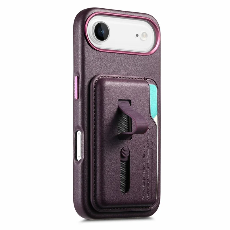 Étui pour iPhone Air Compatible avec MagSafe, Pochette de Carte Détachable avec Sangle d'Anneau de Doigt, Housse de Téléphone en Cuir PU Enduit de TPU - Violet