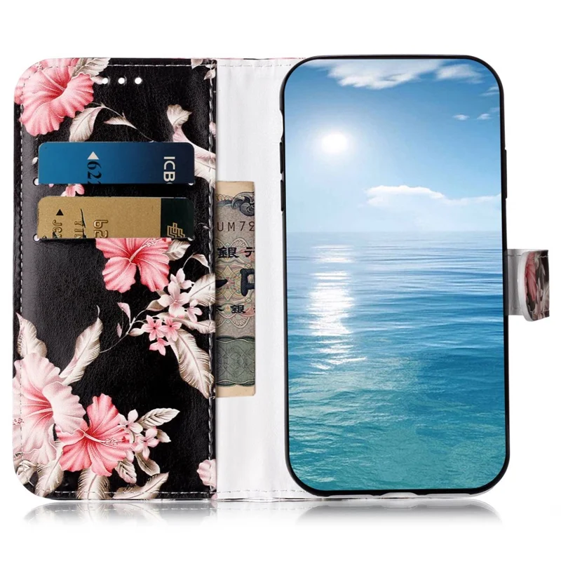 For Oppo A57 4G / A57s 4G / A57 (2022) 5G / A77 5G Pattern Printing Flip Stand Cover PU Leather Magnetic Closure Wallet Phone Case - Rhododendron