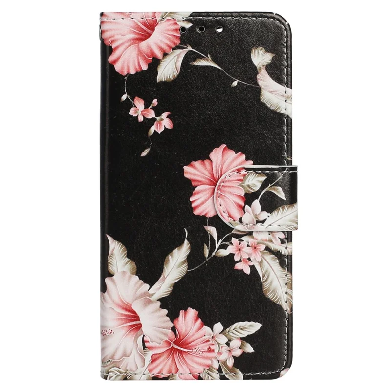 For Oppo A57 4G / A57s 4G / A57 (2022) 5G / A77 5G Pattern Printing Flip Stand Cover PU Leather Magnetic Closure Wallet Phone Case - Rhododendron