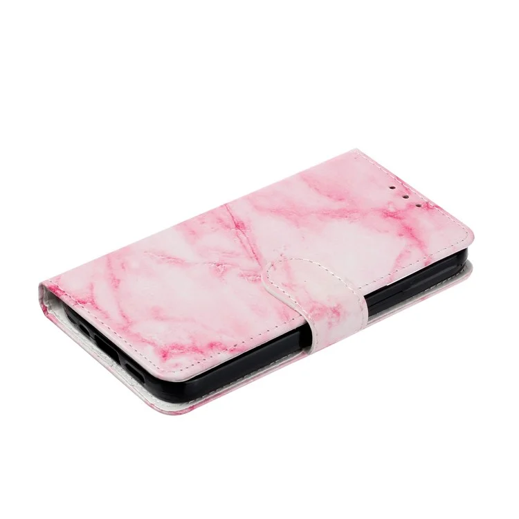 Para Oppo A57 4G / A57s 4G / A57 (2022) 5G / A77 5G Padrão de Impressão Flip Stand Cover Capa de Carteira de Couro PU Fecho Magnético - Mármore Rosa
