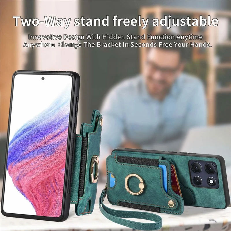 Motorola Moto G86 5G Retro PU Leder Hülle Telefonabdeckung mit RFID-Blockierung Kartenfach - Pink