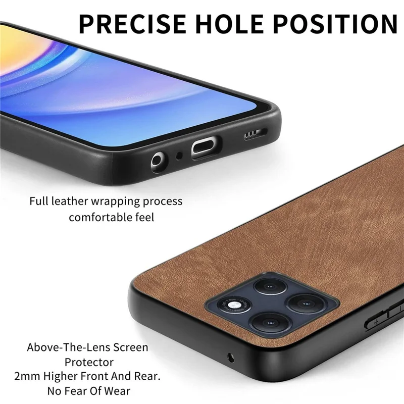 Étui Motorola Moto G86 Power 5G Antichoc Slim Rétro en Cuir Marron