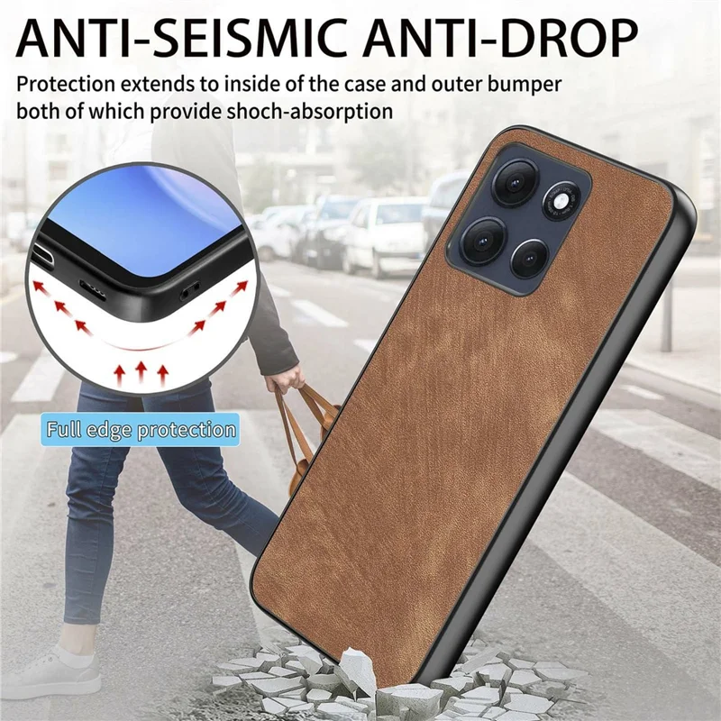 Étui Motorola Moto G86 Power 5G Antichoc Slim Rétro en Cuir Marron