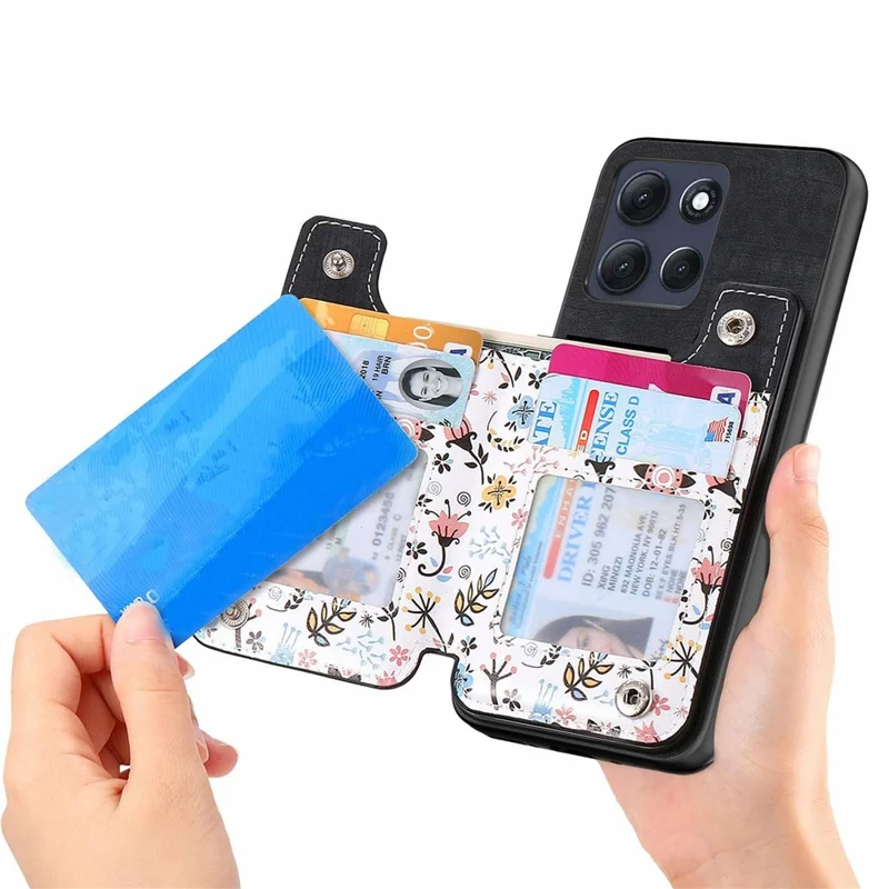 For Motorola Moto G86 5G Zipper Card Holder Kickstand Case Leather Phone Cover with RFID Blocking - Black
