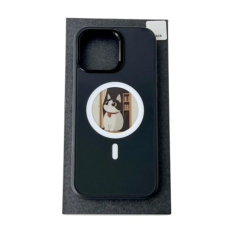 For iPhone 15 Pro Max Magnetic Case 4 Colors NFC DIY Customized Round Screen Smart E-Ink Phone Cover