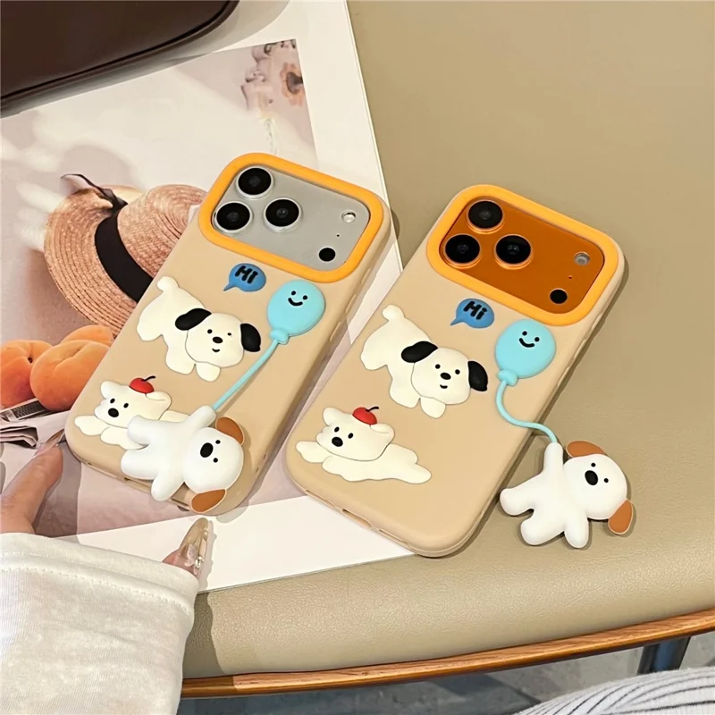 For iPhone 17 Pro Max Silicone Case Cute Balloon Dog Design Shockproof Phone Back Cover