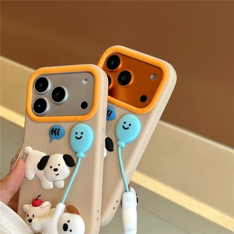For iPhone 17 Pro Max Silicone Case Cute Balloon Dog Design Shockproof Phone Back Cover