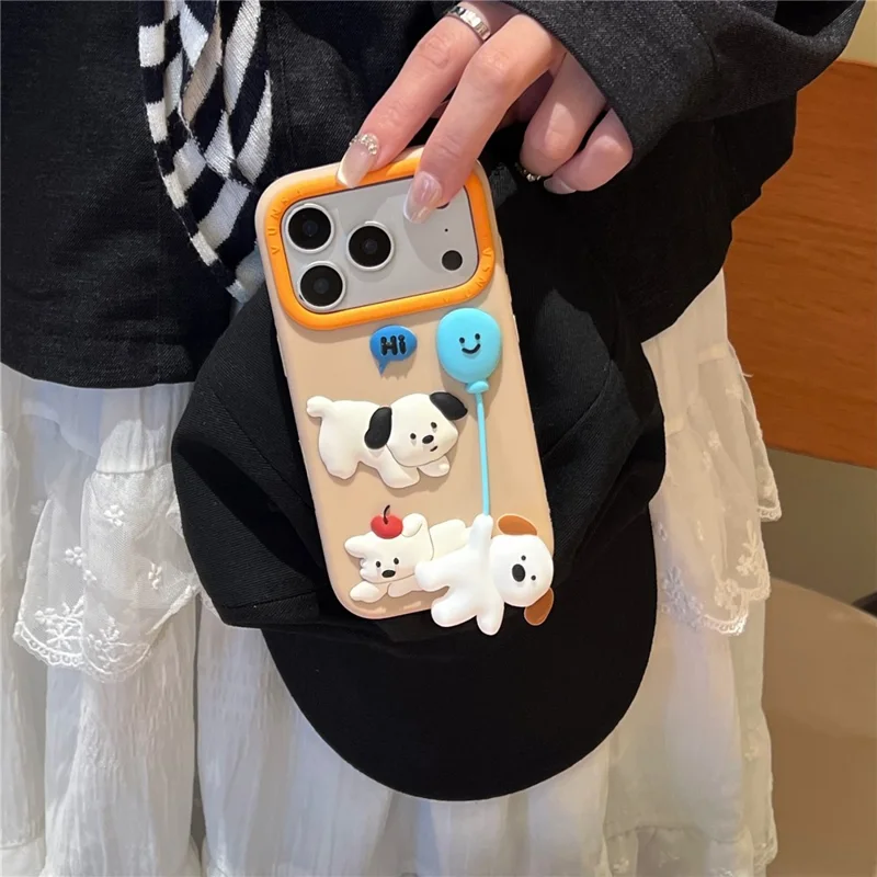 For iPhone 17 Pro Silicone Case Cute Balloon Dog Design Shockproof Phone Back Cover