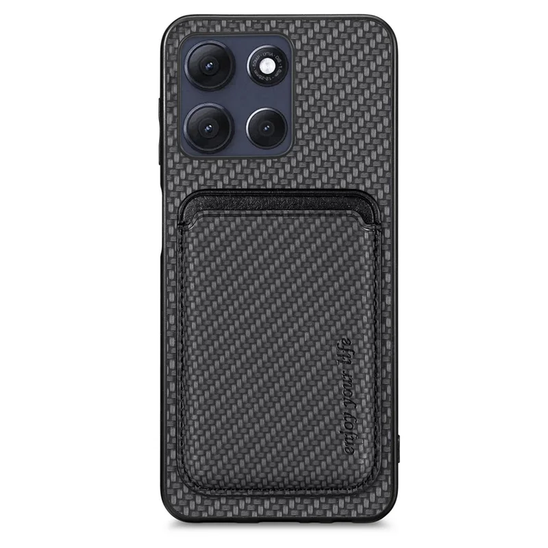 For Motorola Moto G86 5G Magnetic Case Detachable Card Holder Phone Back Cover - Black