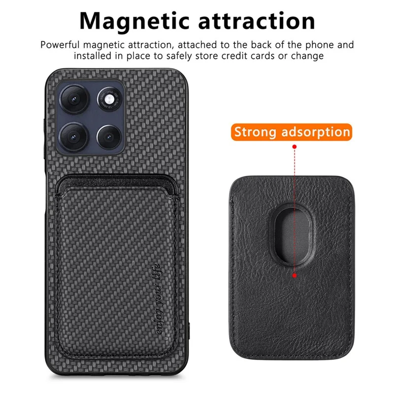 For Motorola Moto G86 5G Magnetic Case Detachable Card Holder Phone Back Cover - Black
