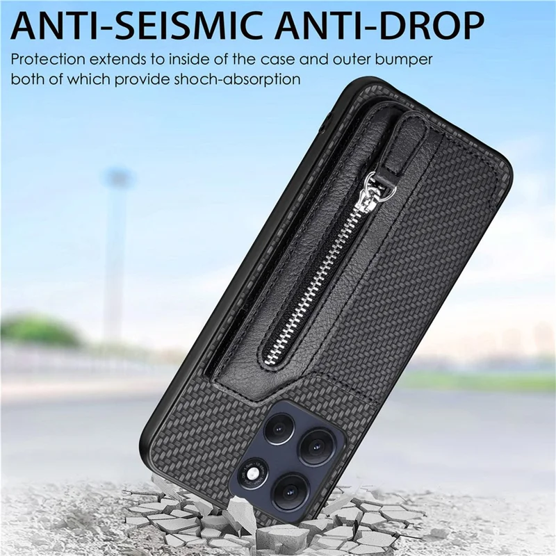 Motorola Moto G86 5G Hülle Leder+PC+TPU Reißverschluss Brieftasche Handyhülle - Grün