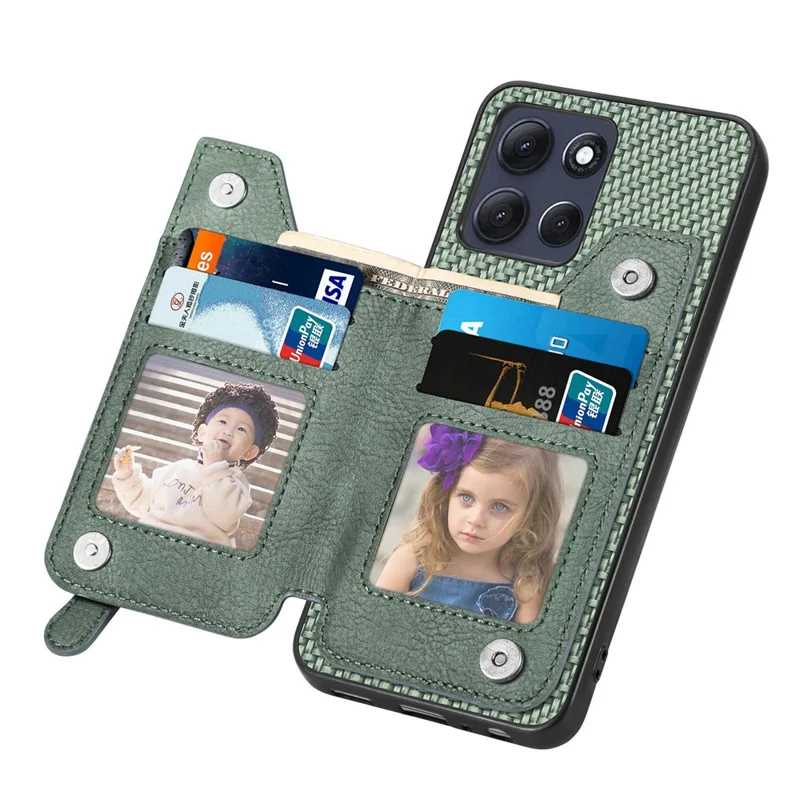 Motorola Moto G86 5G Hülle Leder+PC+TPU Reißverschluss Brieftasche Handyhülle - Grün