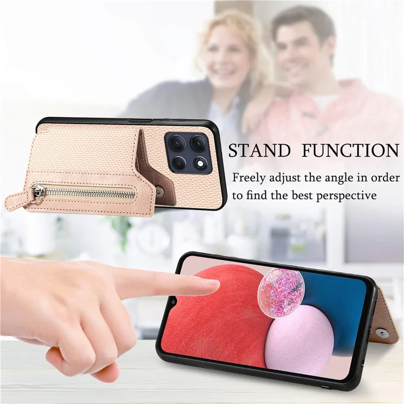 Motorola Moto G86 5G Hülle Leder+PC+TPU Reißverschluss Brieftasche Handyhülle - Grün