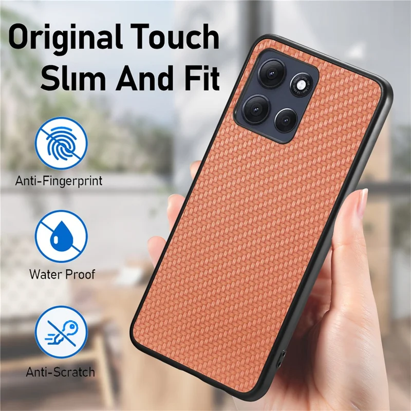 For Motorola Moto G86 5G Case Carbon Fiber Texture PU Leather + PC + TPU Phone Cover - Black
