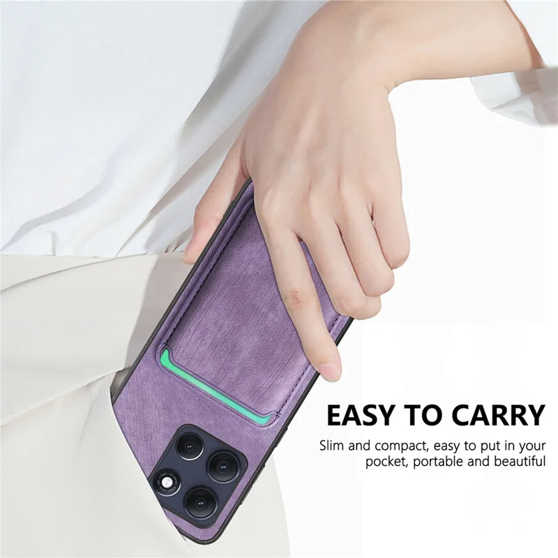 Для Motorola Moto G86 5G Совместимый с MagSafe Чехол Ретро Кожа + TPU Чехол для телефона с Съемным Слотом для Карт - Синий