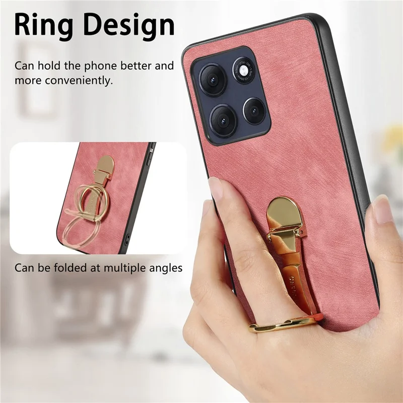 CASENEO D22 For Motorola Moto G86 Power 5G Case Folding Kickstand Retro Leather Back Cover - Pink