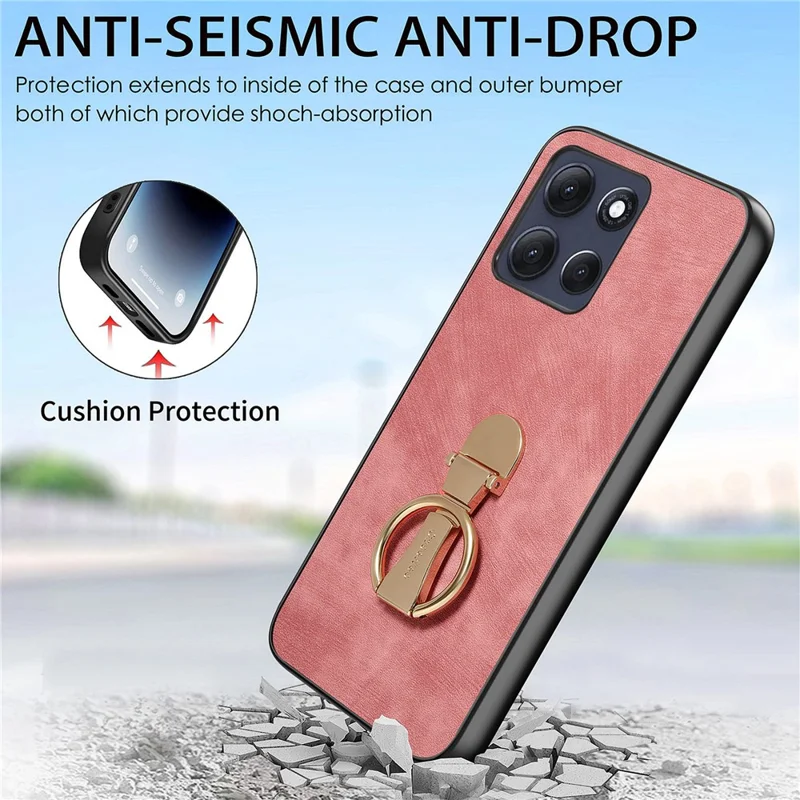 CASENEO D22 For Motorola Moto G86 Power 5G Case Folding Kickstand Retro Leather Back Cover - Pink