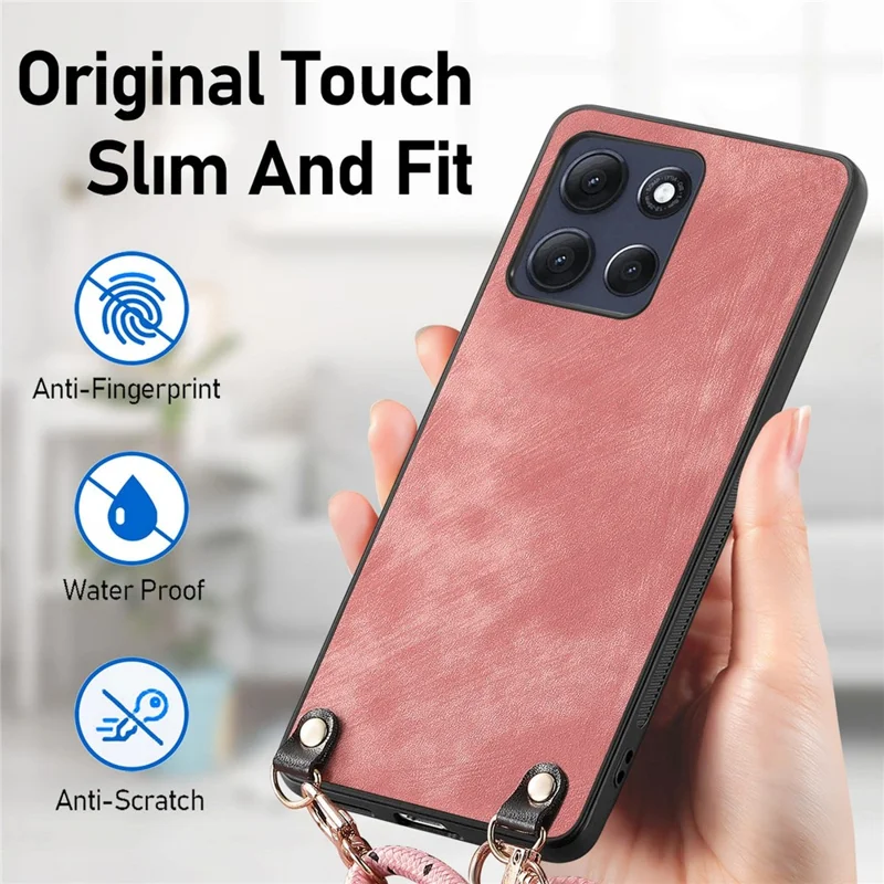 For Motorola Moto G86 Power 5G Retro Leather Phone Back Cover with Adjustable Strap - Green