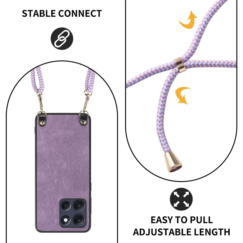 For Motorola Moto G86 Power 5G Retro Leather Phone Back Cover with Adjustable Strap - Green