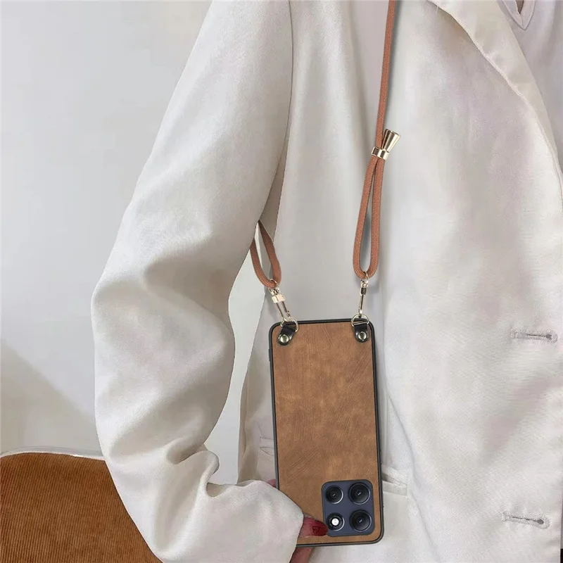 Motorola Moto G86 5G Étui de téléphone en cuir rétro avec sangle réglable - Vert