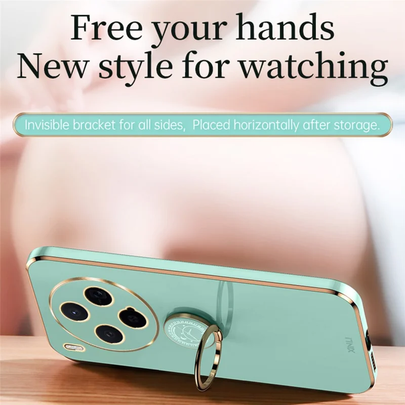 Bulk Purchasing XINLI For vivo X300 5G Case Ring Kickstand Electroplating TPU Phone Cover - Cyan