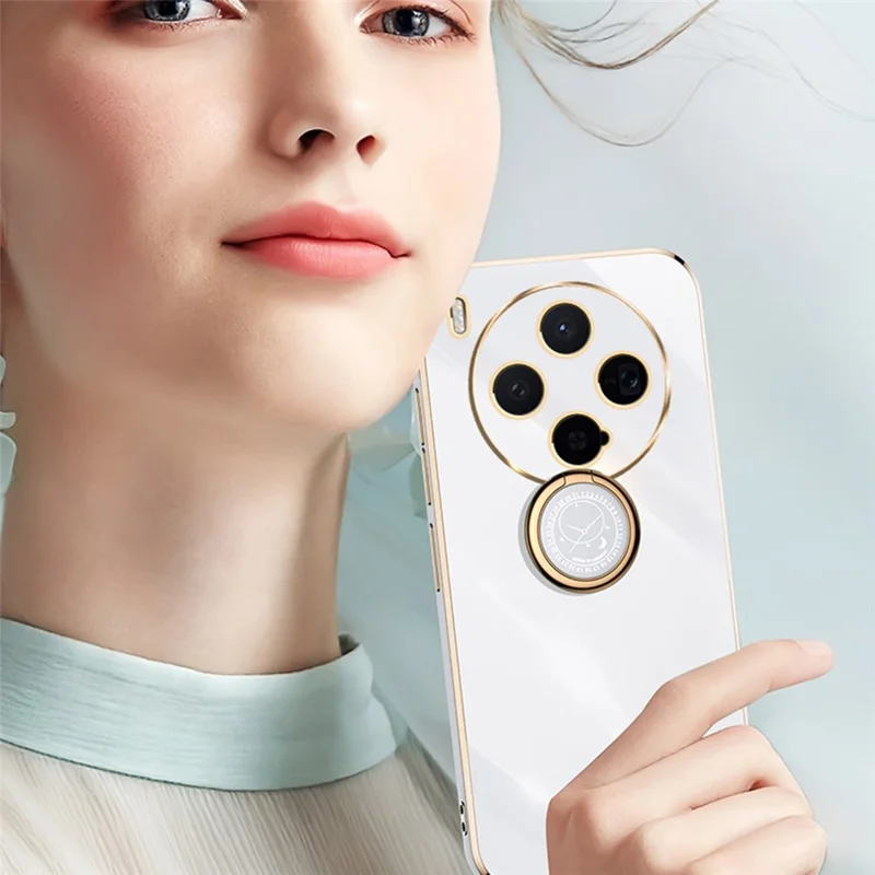 Bulk Purchasing XINLI For vivo X300 5G Case Ring Kickstand Electroplating TPU Phone Cover - Cyan