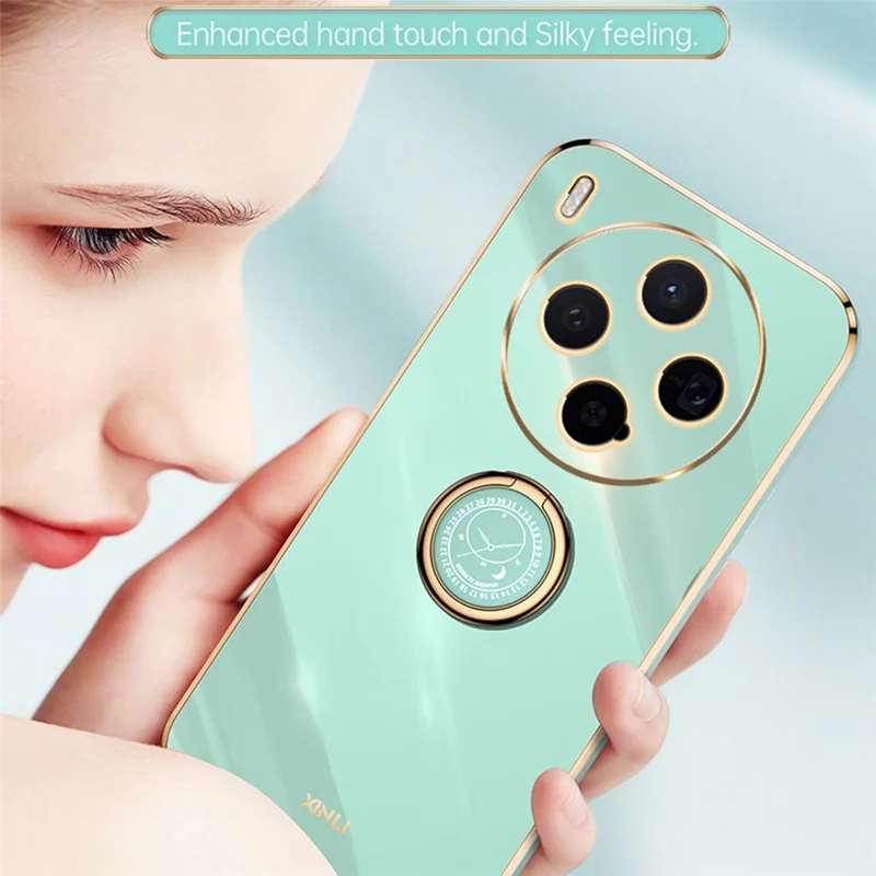 Bulk Purchasing XINLI For vivo X300 5G Case Ring Kickstand Electroplating TPU Phone Cover - Cyan