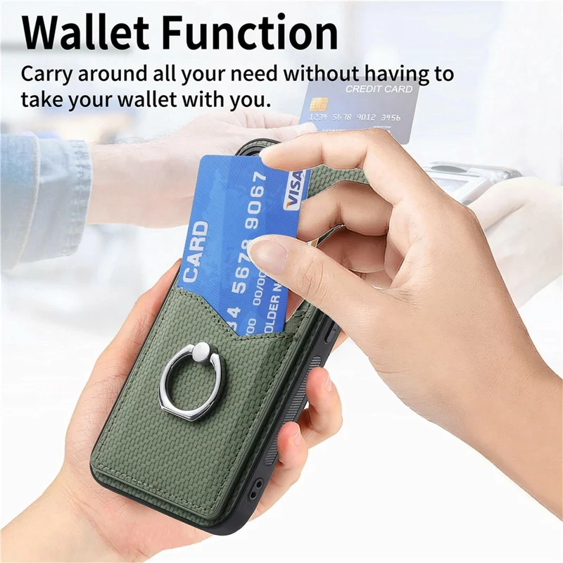 Obudowa z kieszenią na karty i uchwytem pierścieniowym do Motorola Moto G86 Power 5G, pokrywa z podpórką - Czarna