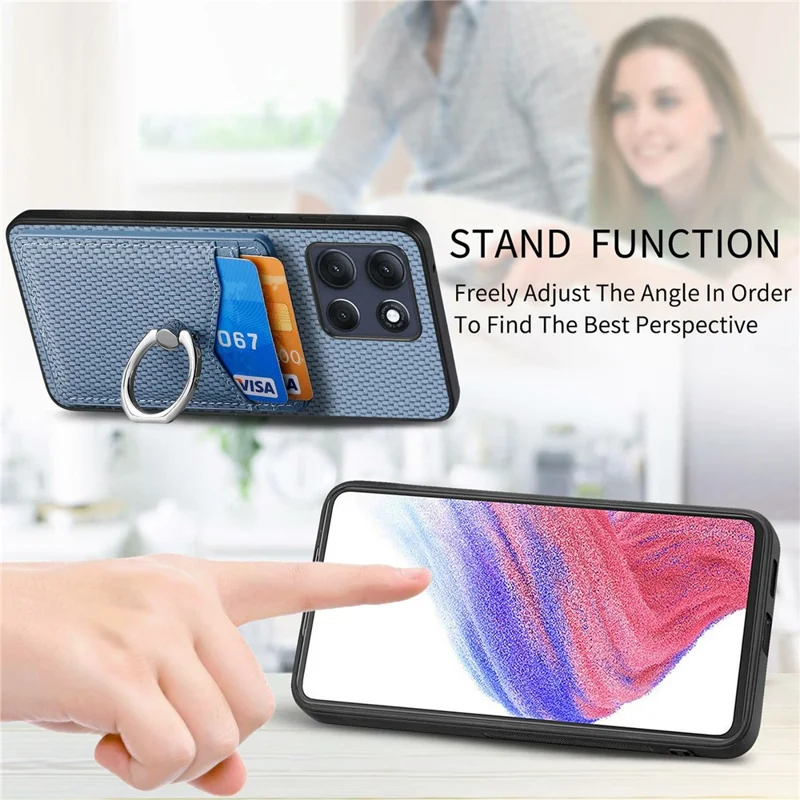 Motorola Moto G86 5G Hülle mit Kartenfächern, Ringhalter, Ständer, Handyhülle - Schwarz