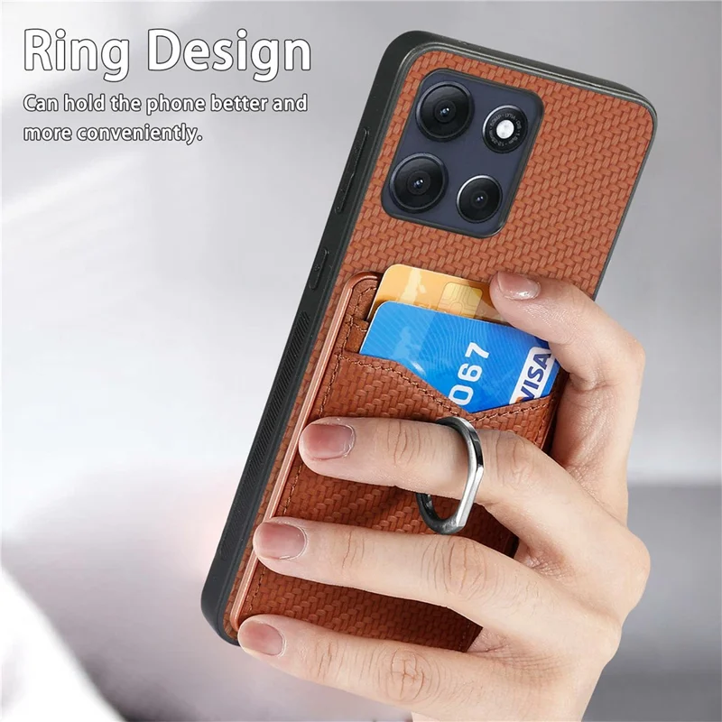 Motorola Moto G86 5G Hülle mit Kartenfächern, Ringhalter, Ständer, Handyhülle - Schwarz