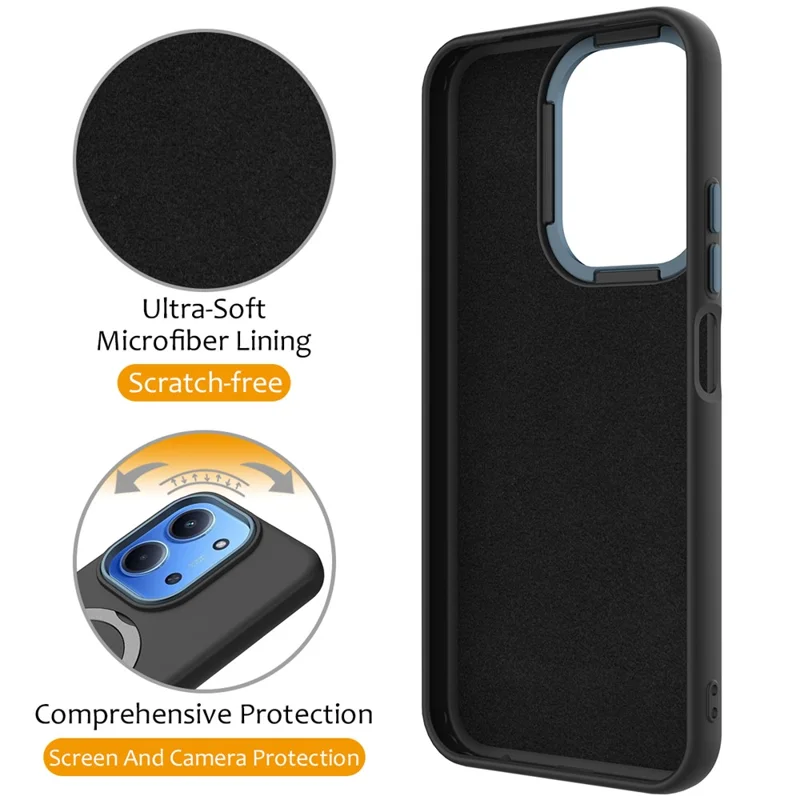 Phone Case For Xiaomi Redmi 15C 5G (EU) (173mm) / 4G (EU) (173mm) / Poco C85 4G (173mm) Magnetic Case Rotating Ring Kickstand TPU + PC Back Cover - Black