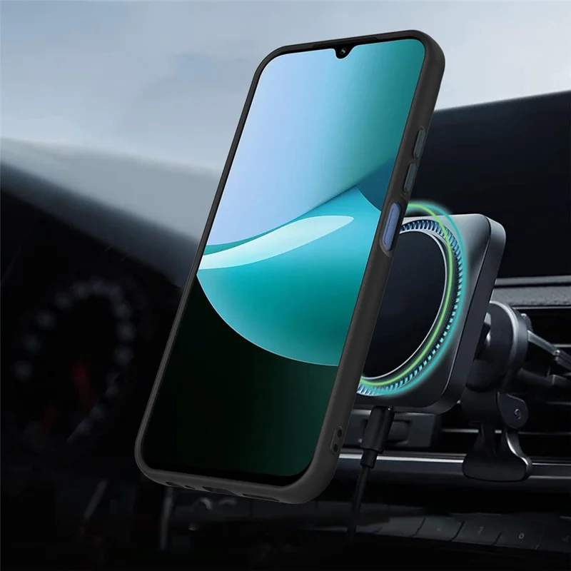 Phone Case For Xiaomi Redmi 15C 5G (EU) (173mm) / 4G (EU) (173mm) / Poco C85 4G (173mm) Magnetic Case Rotating Ring Kickstand TPU + PC Back Cover - Black