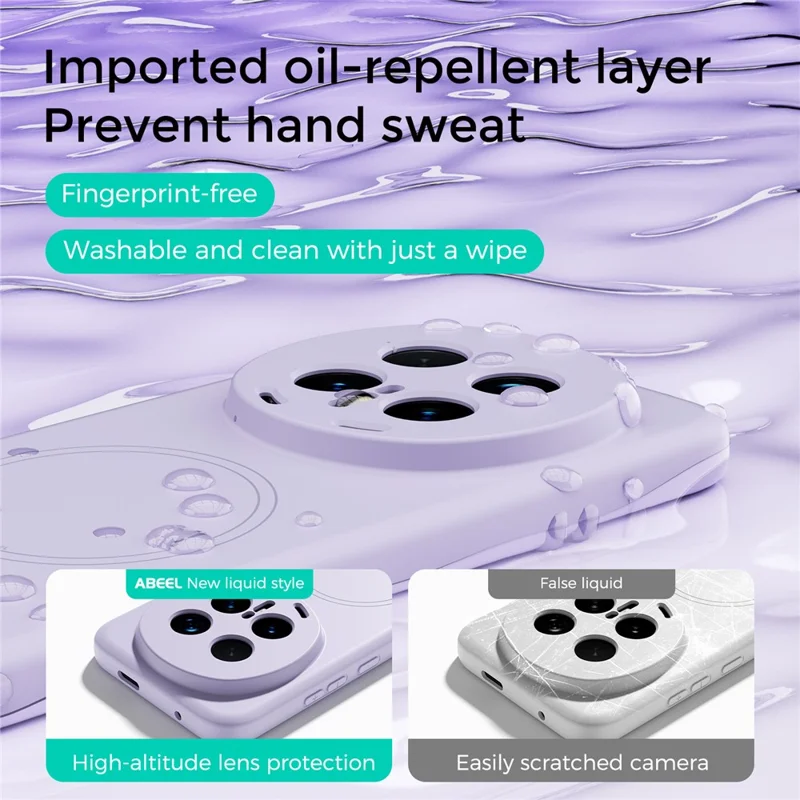 ABEEL For Honor Magic8 Pro 5G Magnetic Case Skin Touch Liquid Silicone Phone Back Cover - Purple