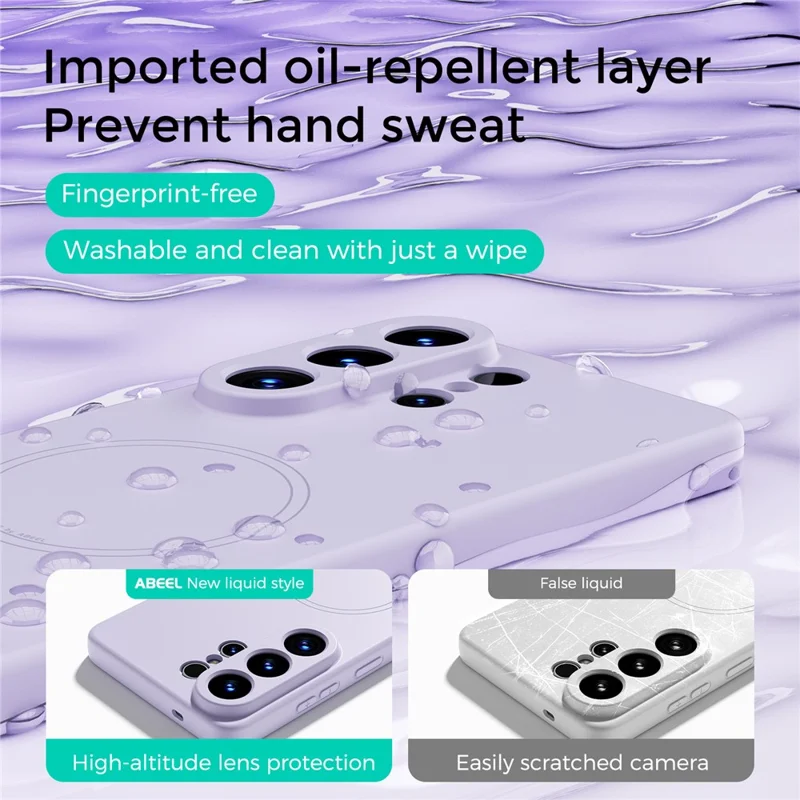 ABEEL til Samsung Galaxy S26 Pro / S26 Case kompatibel med MagSafe Skin Touch Flydende Silikone Telefon Bagdæksel - Lilla