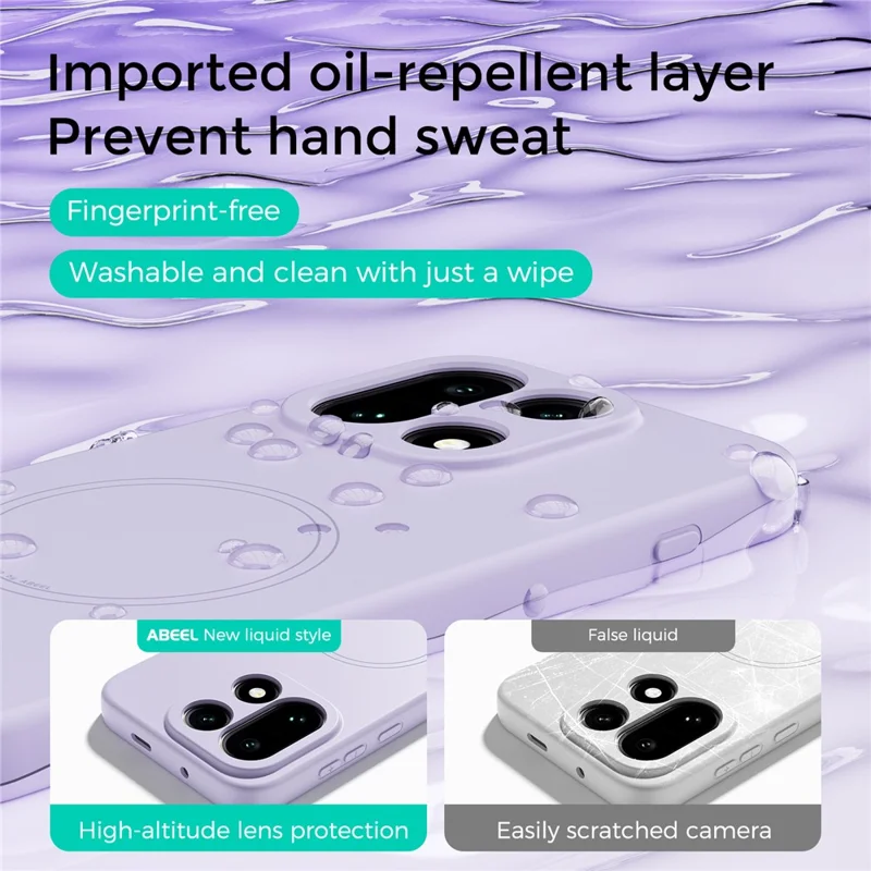 ABEEL voor OnePlus 15 5G-hoesje, compatibel met MagSafe Skin Touch vloeibare siliconen telefoonhoes - Paars