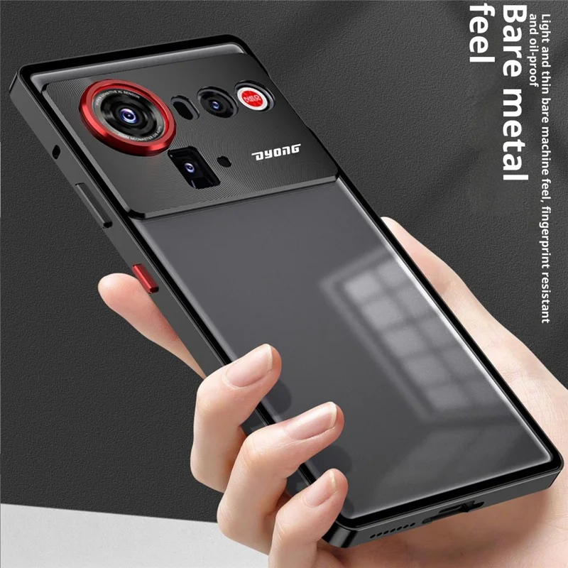 For ZTE nubia Z80 Ultra 5G Matte Case Aluminium Alloy + PC Phone Cover Pop-Up Snap Lock - Black